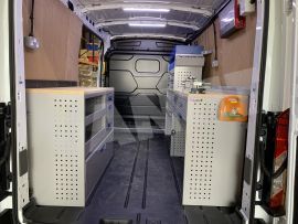 Offside van shelving and aluminium drawers