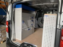 Offside van shelving and aluminium drawers