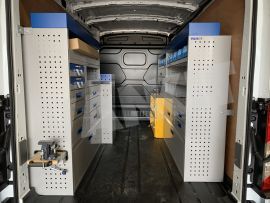  aluminium van racking slide out work bench and vice blue services cases