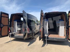 aluminium van Shelving with work bench solution